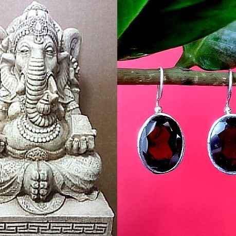 Bijoux indiens - Boucles d'Oreilles indiennes - Grenat