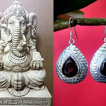 Bijoux indiens - Boucles d'Oreilles indiennes - Grenat