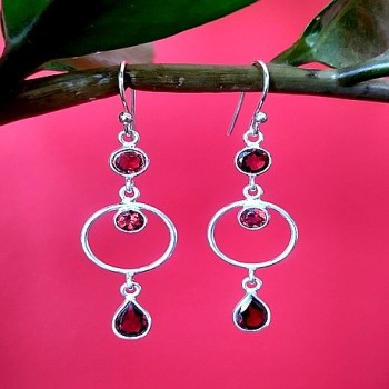 Bijoux indiens - Boucles d'Oreilles indiennes - Grenat