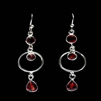 Bijoux indiens - Boucles d'Oreilles indiennes - Grenat