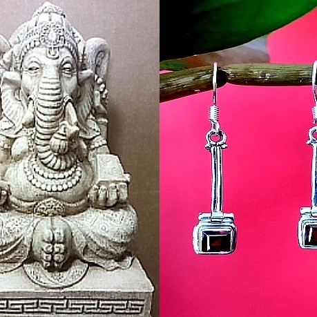 Bijoux indiens - Boucles d'Oreilles indiennes - Grenat