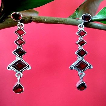 Bijoux indiens - Boucles d'Oreilles indiennes - Grenat