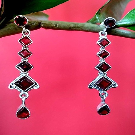 Bijoux indiens - Boucles d'Oreilles indiennes - Grenat