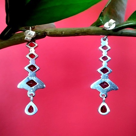 Bijoux indiens - Boucles d'Oreilles indiennes - Grenat