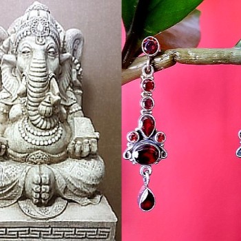 Bijoux indiens - Boucles d'Oreilles indiennes - Grenat