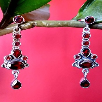 Bijoux indiens - Boucles d'Oreilles indiennes - Grenat