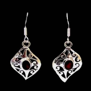 Bijoux indiens - Boucles d'Oreilles indiennes - Grenat