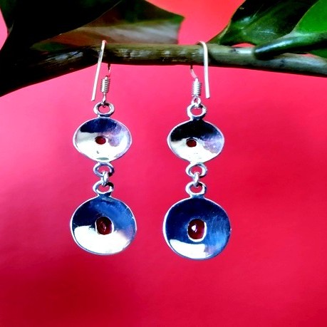 Bijoux indiens - Boucles d'Oreilles indiennes - Grenat