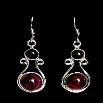 Bijoux indiens - Boucles d'Oreilles indiennes - Grenat