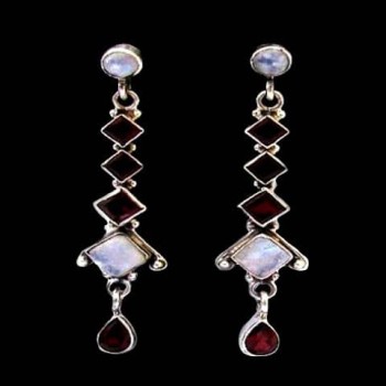 Bijoux indiens - Boucles d'Oreilles indiennes - Grenat