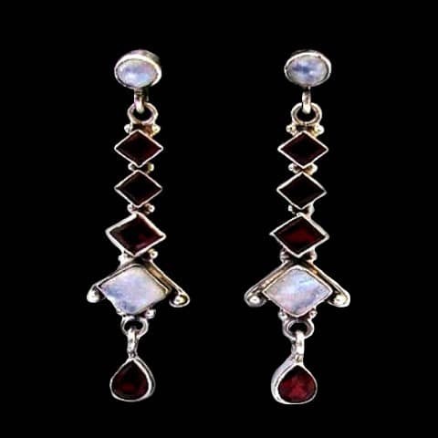 Bijoux indiens - Boucles d'Oreilles indiennes - Grenat