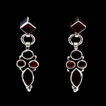 Bijoux indiens - Boucles d'Oreilles indiennes - Grenat