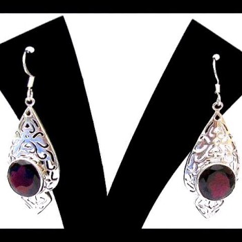 Bijoux indiens - Boucles d'Oreilles indiennes - Grenat