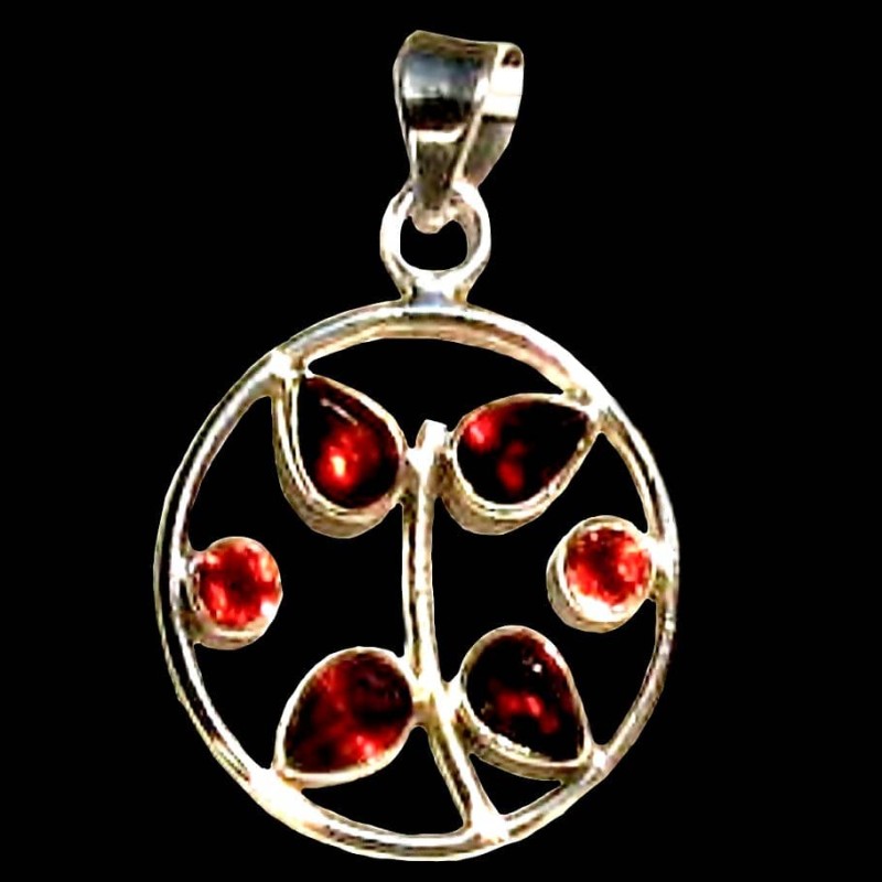 Bijoux argent grenat Pendentif indien