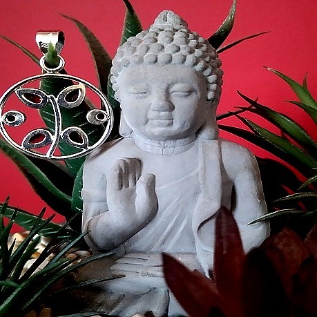 Bijoux argent grenat Pendentif indien