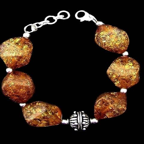 Bijoux indiens - Bracelet fantaisie en Ambre Chinoise