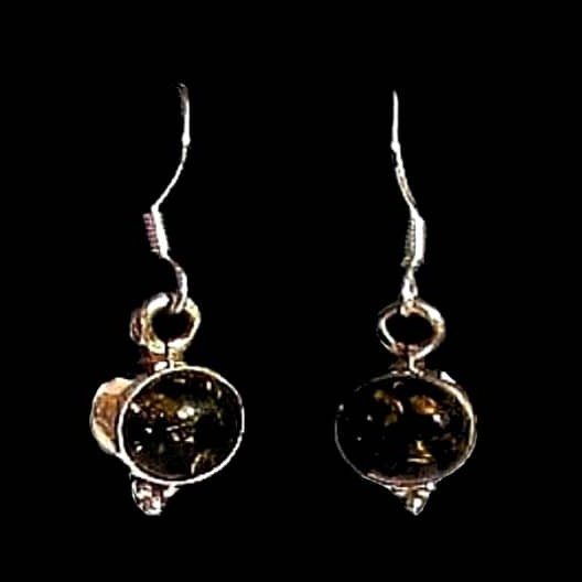 Bijoux indiens argent - Boucles d'Oreilles indiennes Ambre