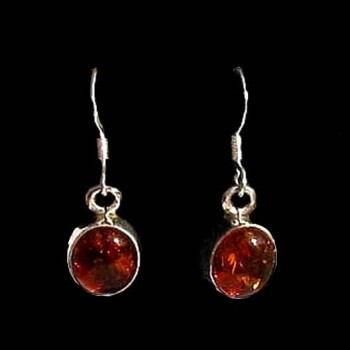 Bijoux indiens argent - Boucles d'Oreilles indiennes Ambre