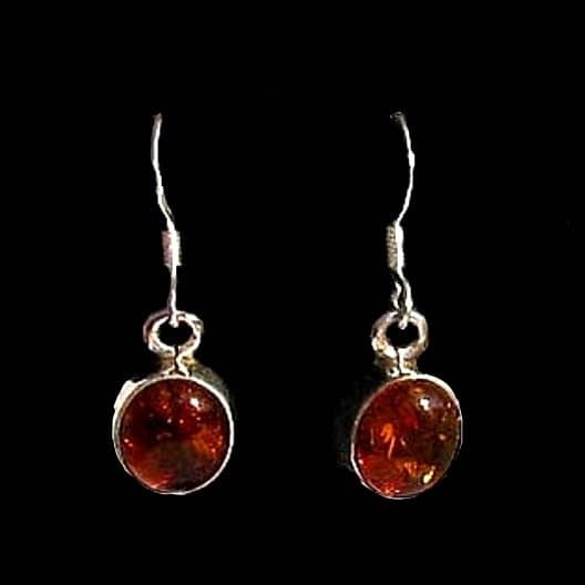 Bijoux indiens argent - Boucles d'Oreilles indiennes Ambre