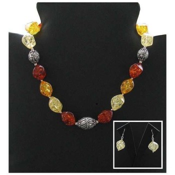 Bijoux indiens - Collier fantaisie en Ambre Chinoise