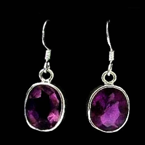 Bijoux indiens argent - Boucles d'Oreilles indiennes Améthyste