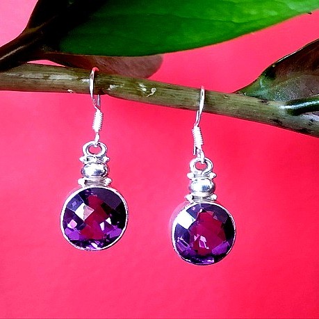 Bijoux indiens argent - Boucles d'Oreilles indiennes Améthyste
