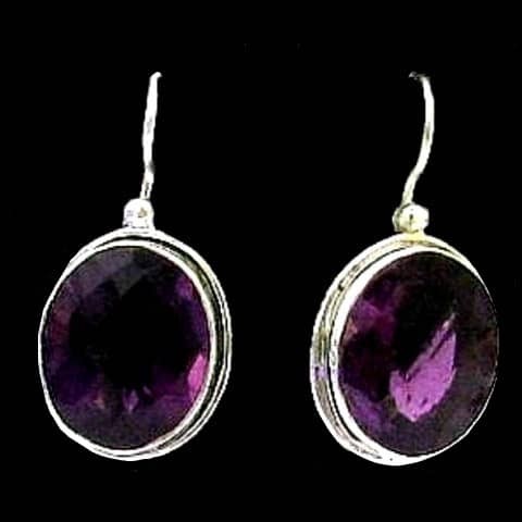 Bijoux indiens argent - Boucles d'Oreilles indiennes Améthyste