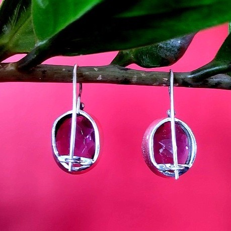 Bijoux indiens argent - Boucles d'Oreilles indiennes Améthyste