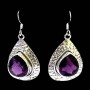 Bijoux indiens argent - Boucles d'Oreilles indiennes Améthyste