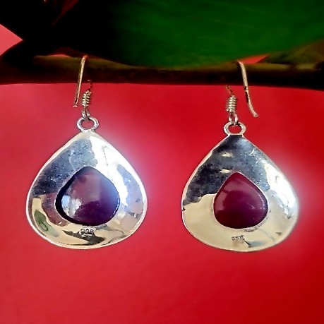 Bijoux indiens argent - Boucles d'Oreilles indiennes Améthyste