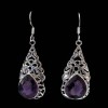 Bijoux indiens argent - Boucles d'Oreilles indiennes Améthyste