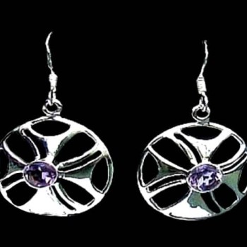 Bijoux indiens argent - Boucles d'Oreilles indiennes Améthyste