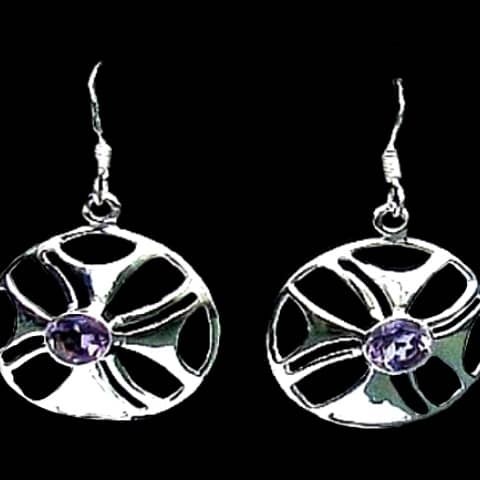 Bijoux indiens argent - Boucles d'Oreilles indiennes Améthyste