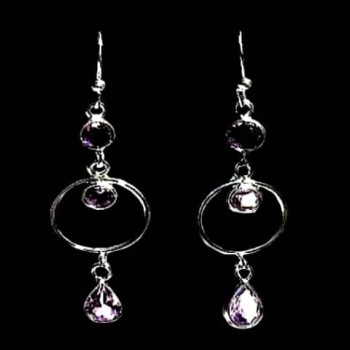 Bijoux indiens argent - Boucles d'Oreilles indiennes Améthyste
