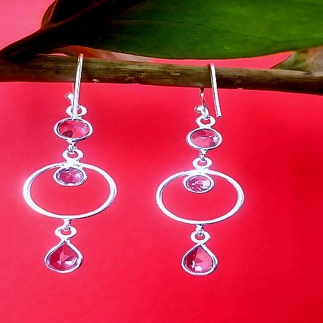 Bijoux indiens argent - Boucles d'Oreilles indiennes Améthyste