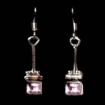 Bijoux indiens argent  - Boucles d'Oreilles indiennes Améthyste