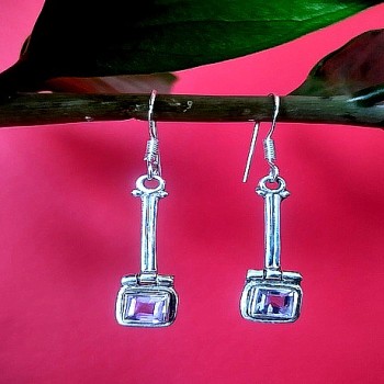 Bijoux indiens argent - Boucles d'Oreilles indiennes Améthyste