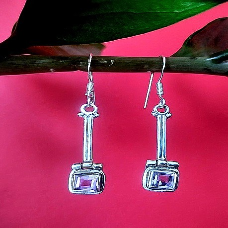 Bijoux indiens argent - Boucles d'Oreilles indiennes Améthyste
