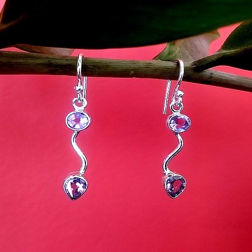 Bijoux inde - Boucles d'Oreilles indiennes Améthyste