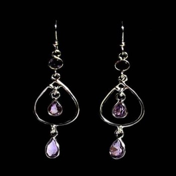 Bijoux indiens argent - Boucles d'Oreilles indiennes Améthyste