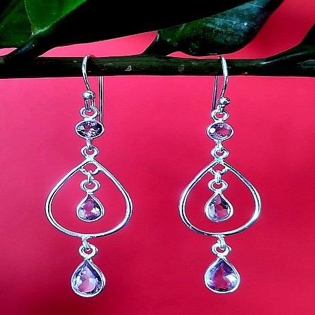 Bijoux indiens argent - Boucles d'Oreilles indiennes Améthyste
