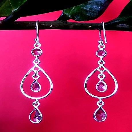 Bijoux indiens argent - Boucles d'Oreilles indiennes Améthyste