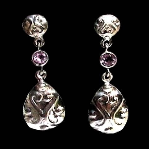 Bijoux inde - Boucles d'Oreilles indiennes Améthyste