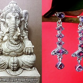 Bijoux indiens argent - Boucles d'Oreilles indiennes Améthyste