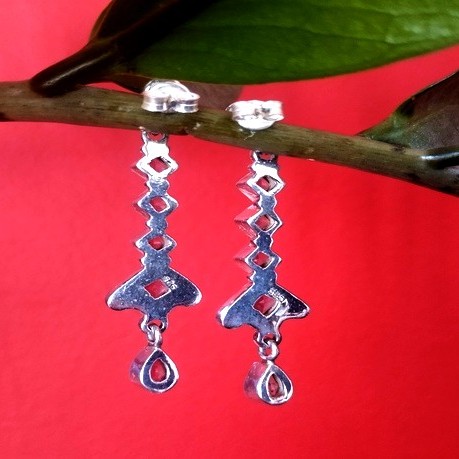 Bijoux indiens argent - Boucles d'Oreilles indiennes Améthyste