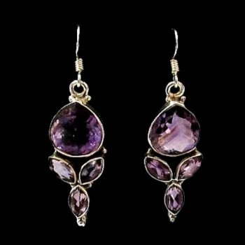 Bijoux inde - Boucles d'Oreilles indiennes Améthyste