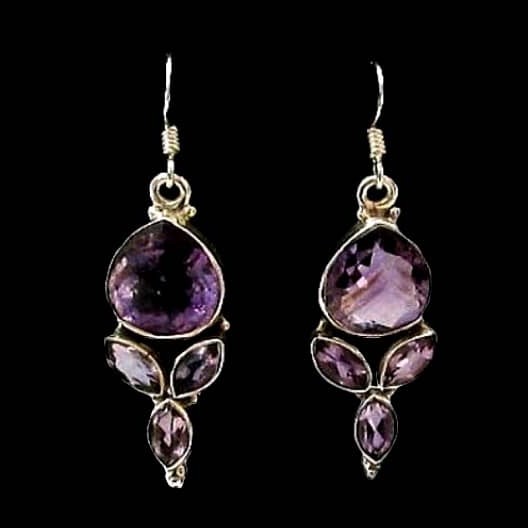 Bijoux inde - Boucles d'Oreilles indiennes Améthyste