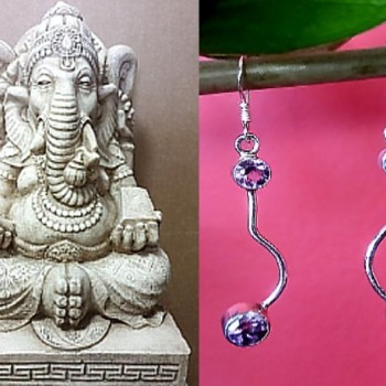 Bijoux inde - Boucles d'Oreilles indiennes Améthyste