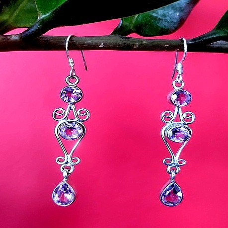 Bijoux inde - Boucles d'Oreilles indiennes Améthyste