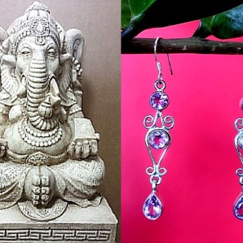 Bijoux inde - Boucles d'Oreilles indiennes Améthyste